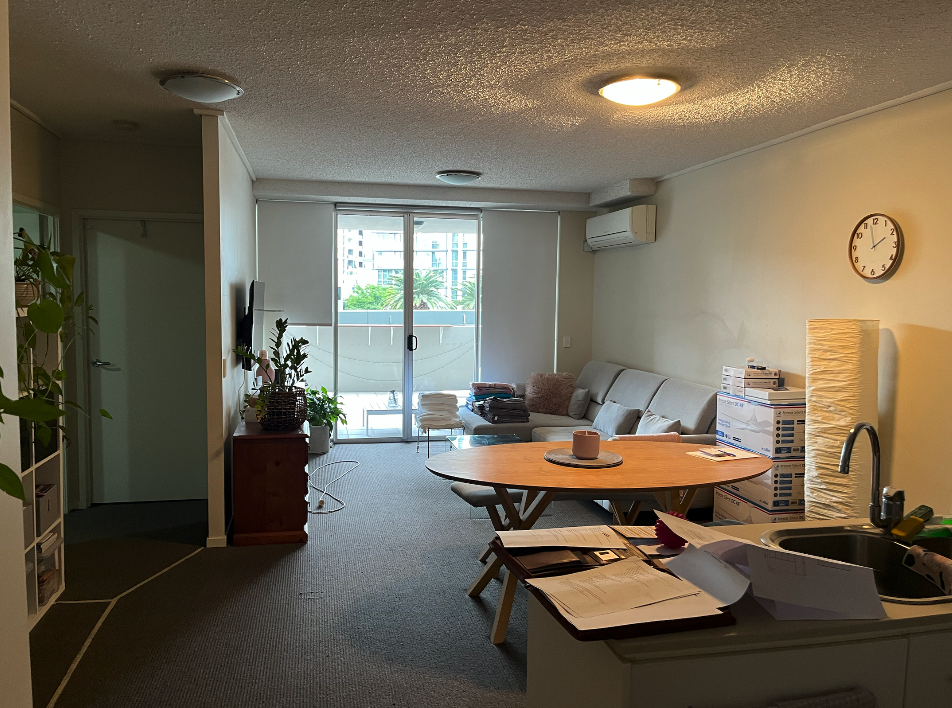 Living room before renovation at Ann Street, Foritude Valley