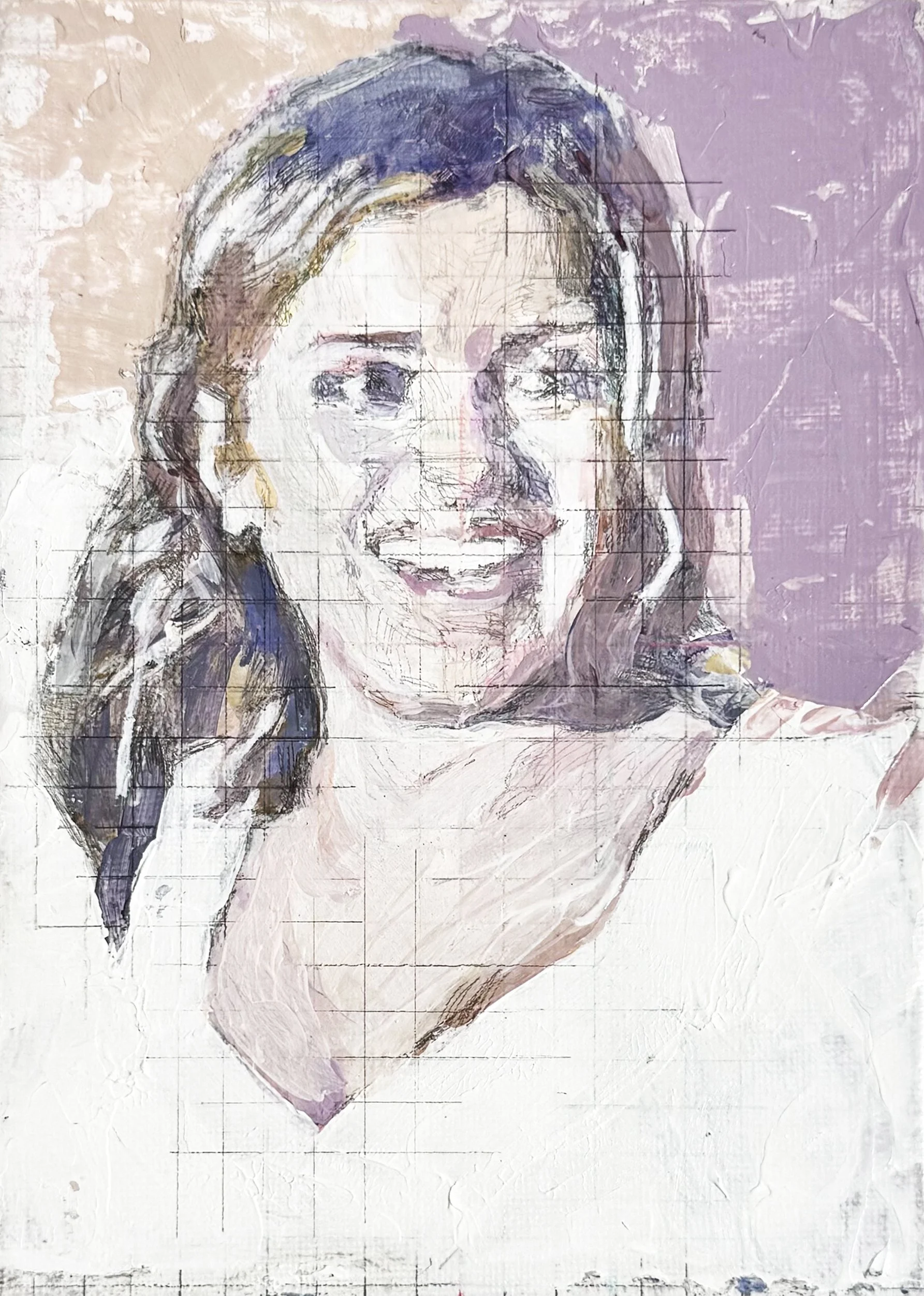 Portrait of a young woman in white dress