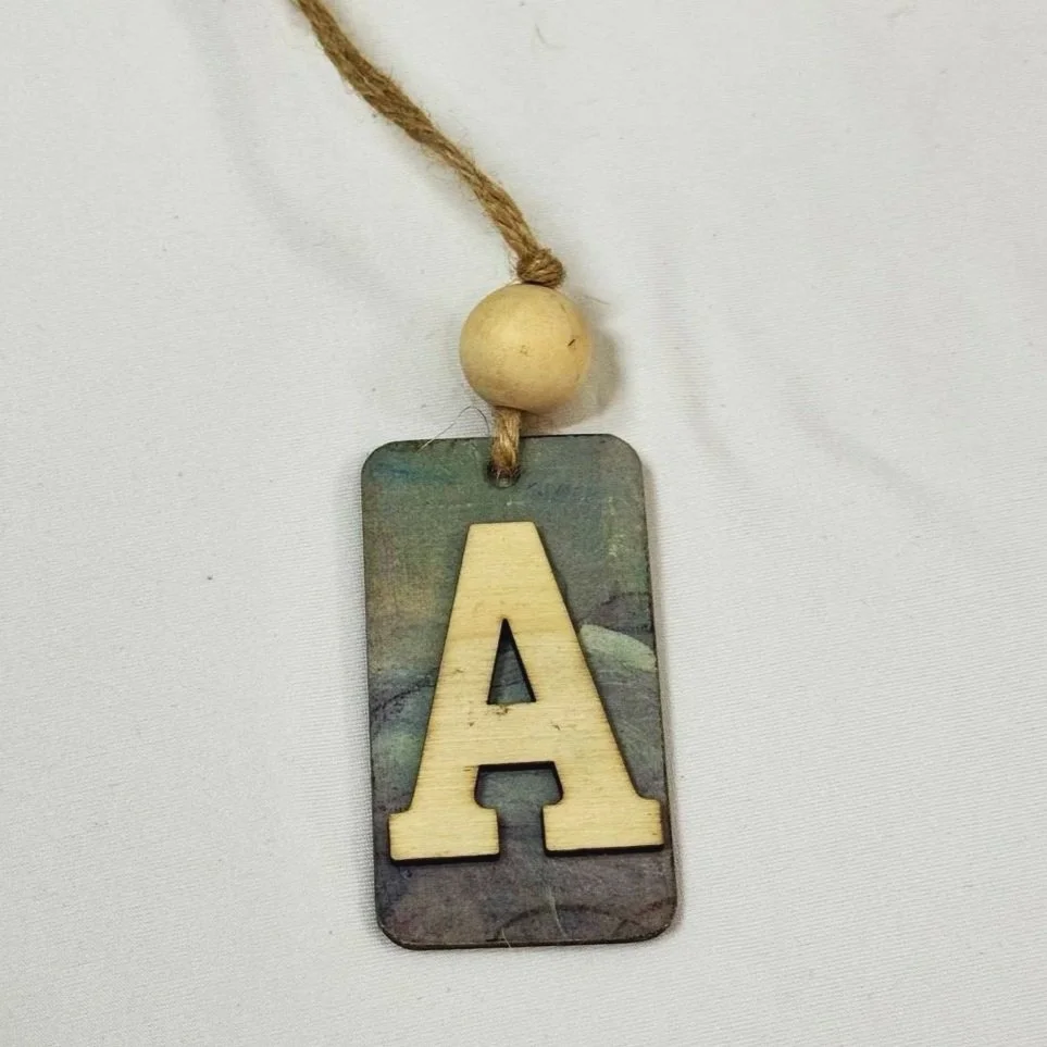 Monogram Gift Tag: A (abstract blue)