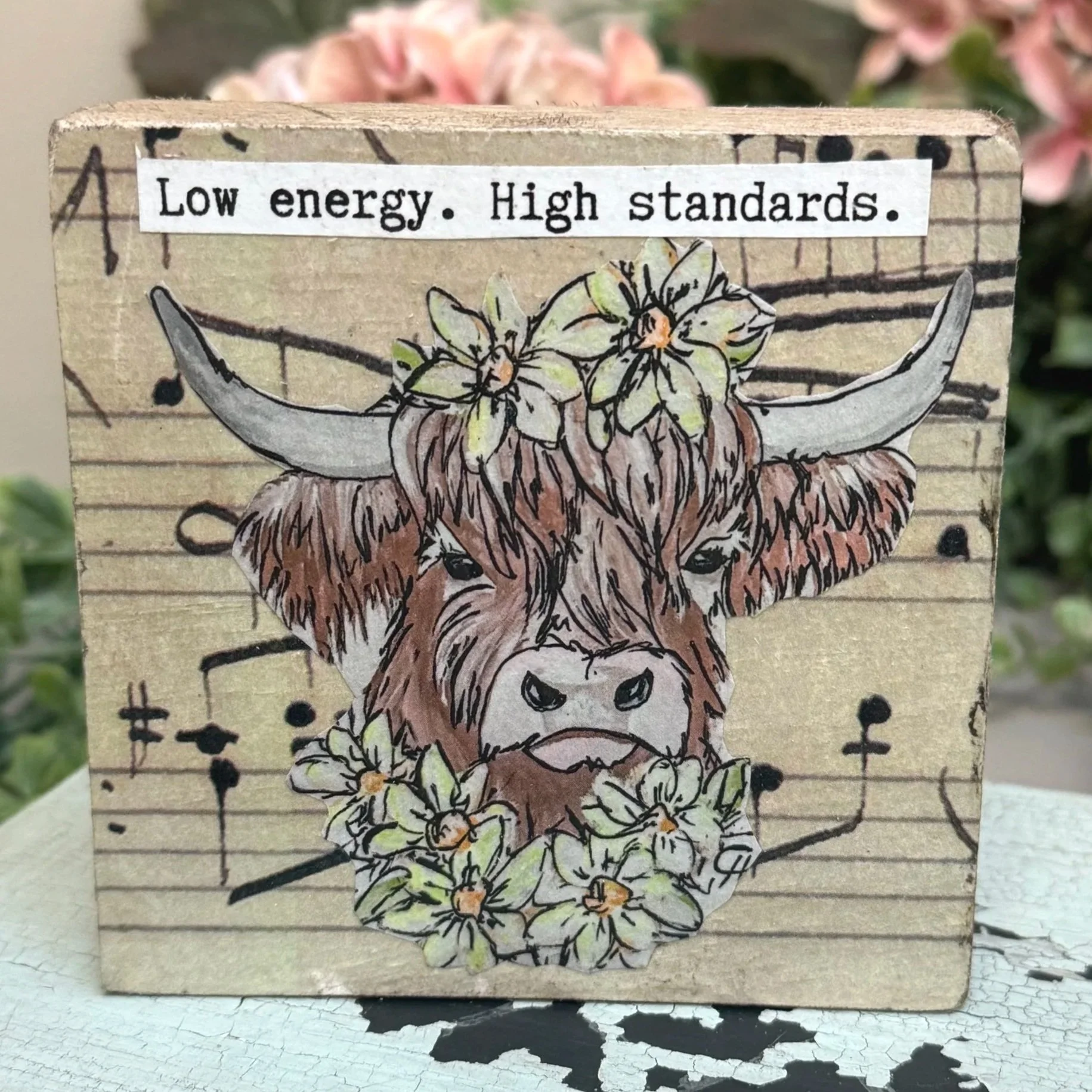 Funny Spring 4x4" Wood Shelf Sitters | Decor Gift for Teachers, Coworkers & Moms