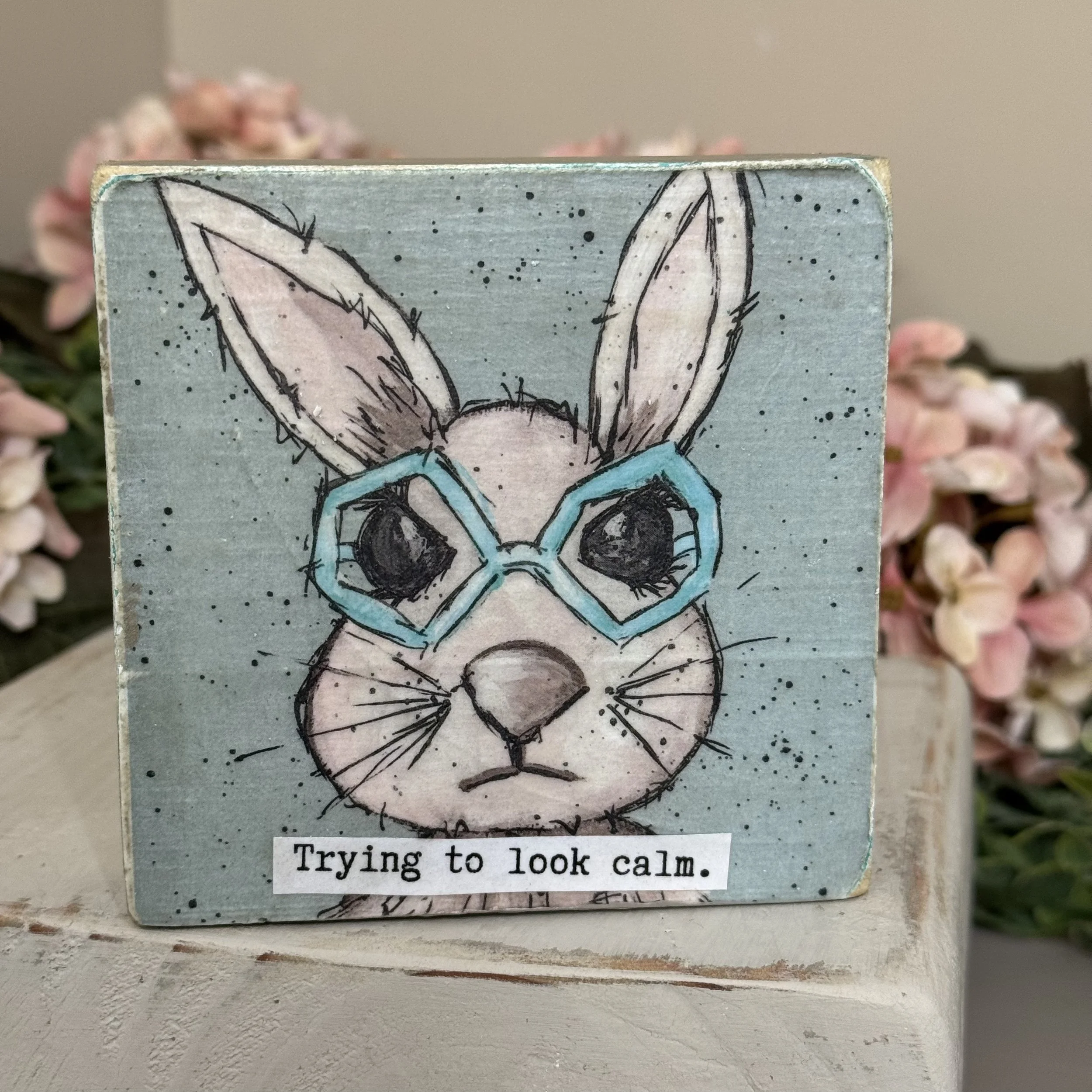 Funny Spring 4x4" Wood Shelf Sitters | Decor Gift for Teachers, Coworkers & Moms