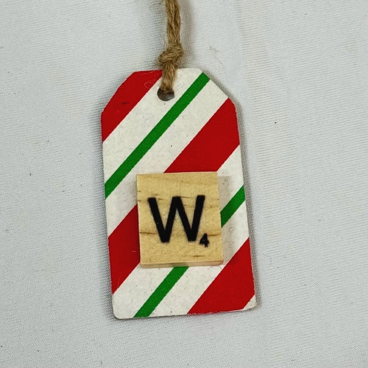 Monogram Gift Tag: W (stripe mini)