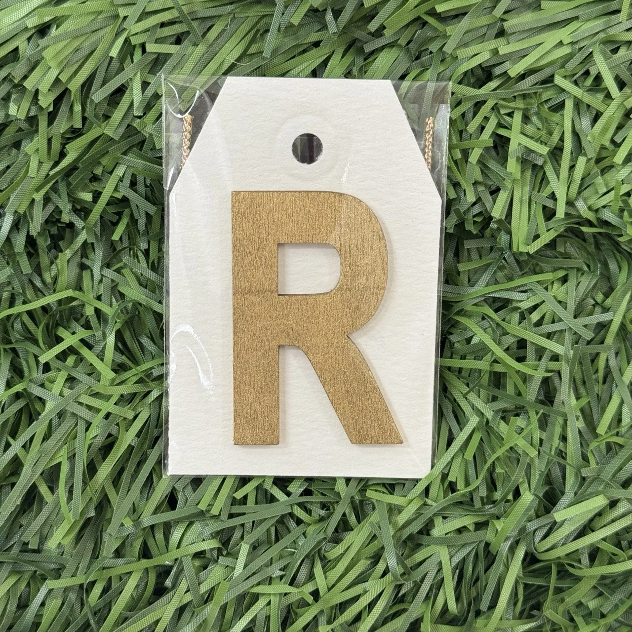 Monogram Gift Tag: R (white-gold lux)