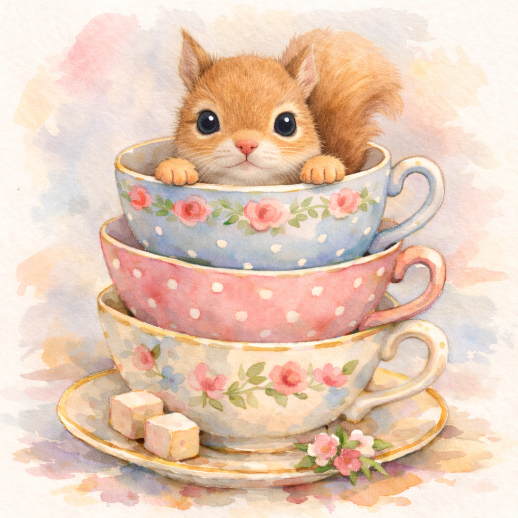 Baby Animal Teacup Art: Squirrel {Digital Download}