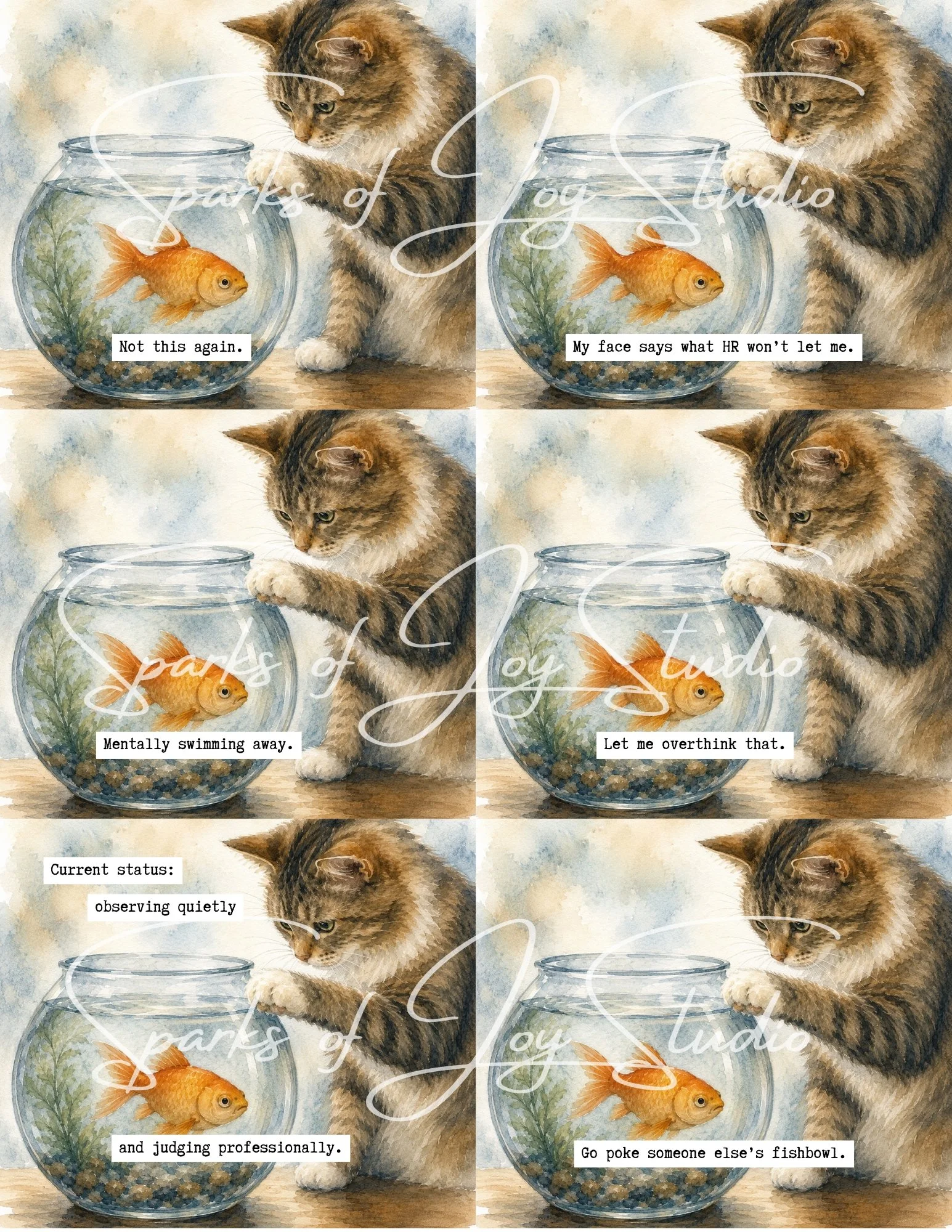 *digital download* Curious Cat {prints 6 images with text)