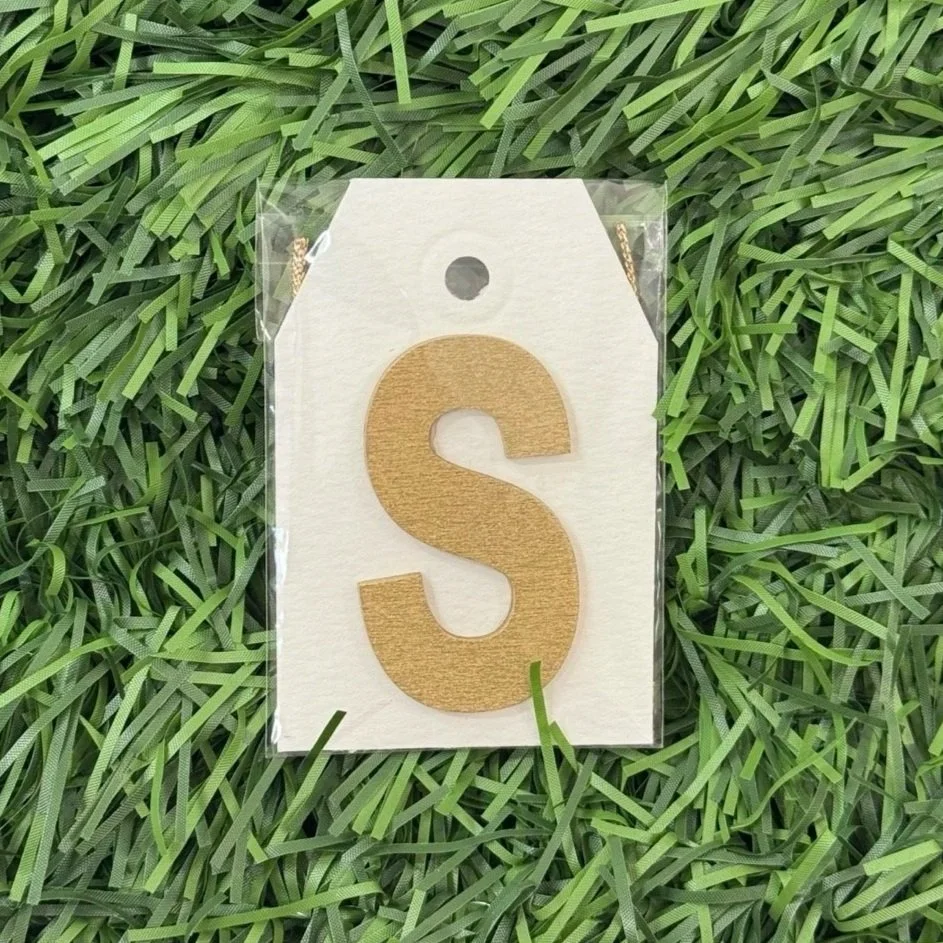 Monogram Gift Tag: S (white-gold lux)