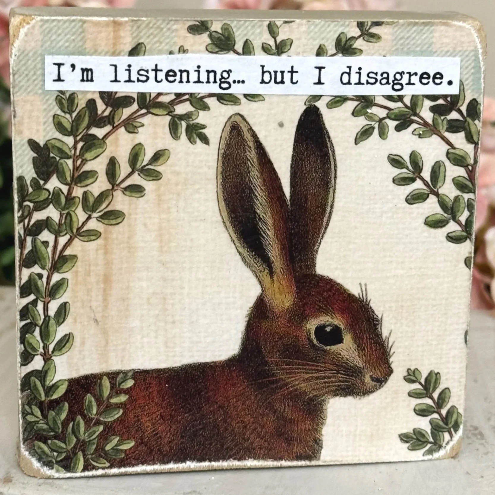 Funny Spring 4x4" Wood Shelf Sitters | Decor Gift for Teachers, Coworkers & Moms