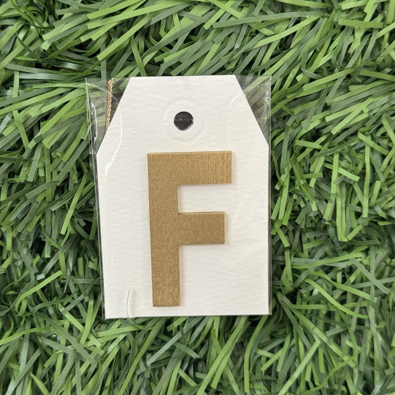 Monogram Gift Tag: F (white-gold lux)
