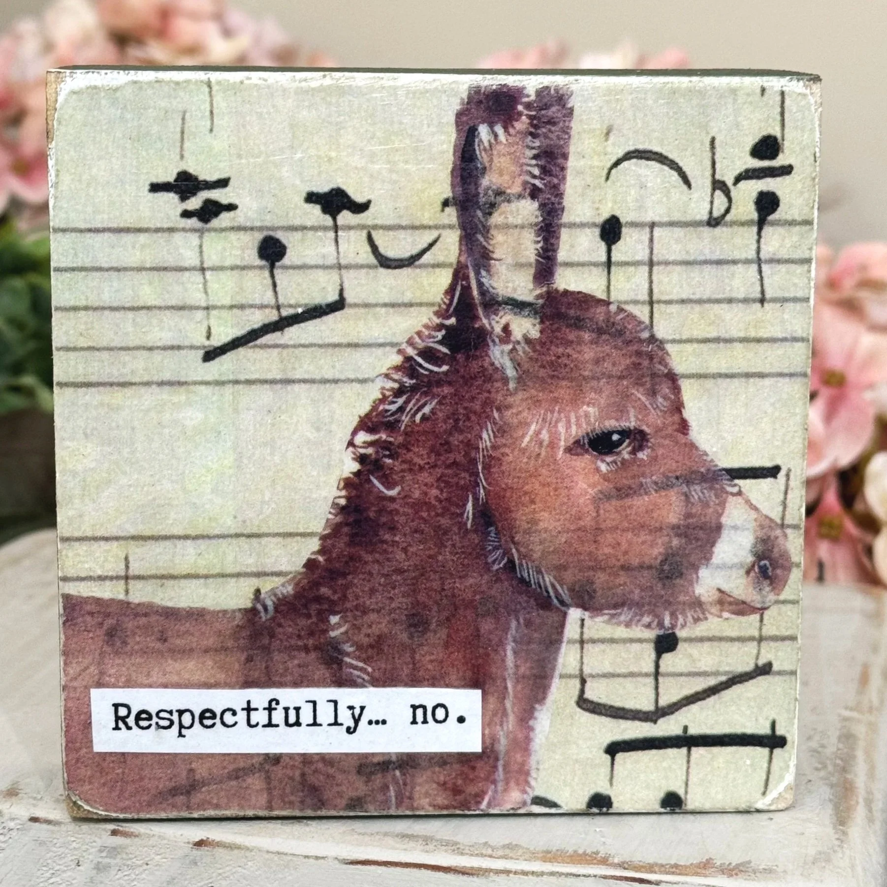 Funny Spring 4x4" Wood Shelf Sitters | Decor Gift for Teachers, Coworkers & Moms