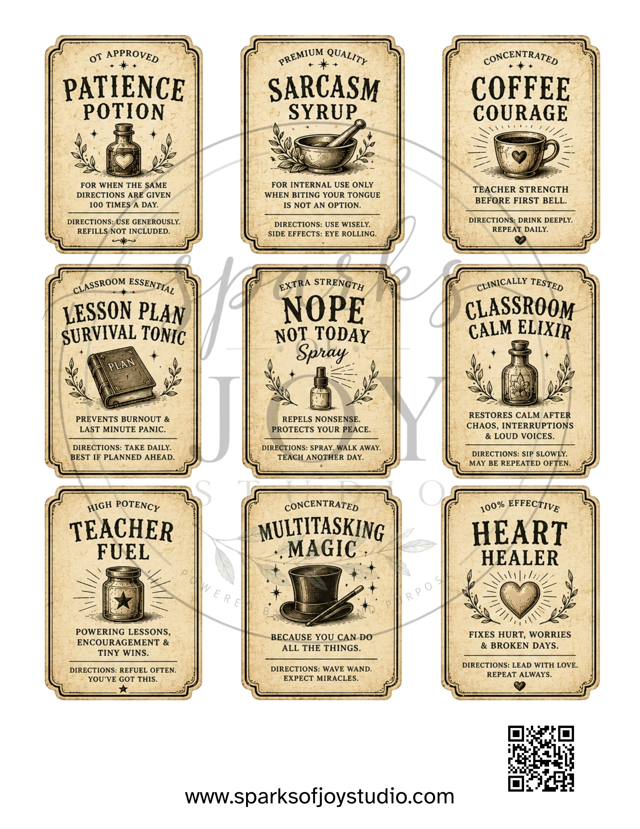 Vintage Potion Labels for Educators
