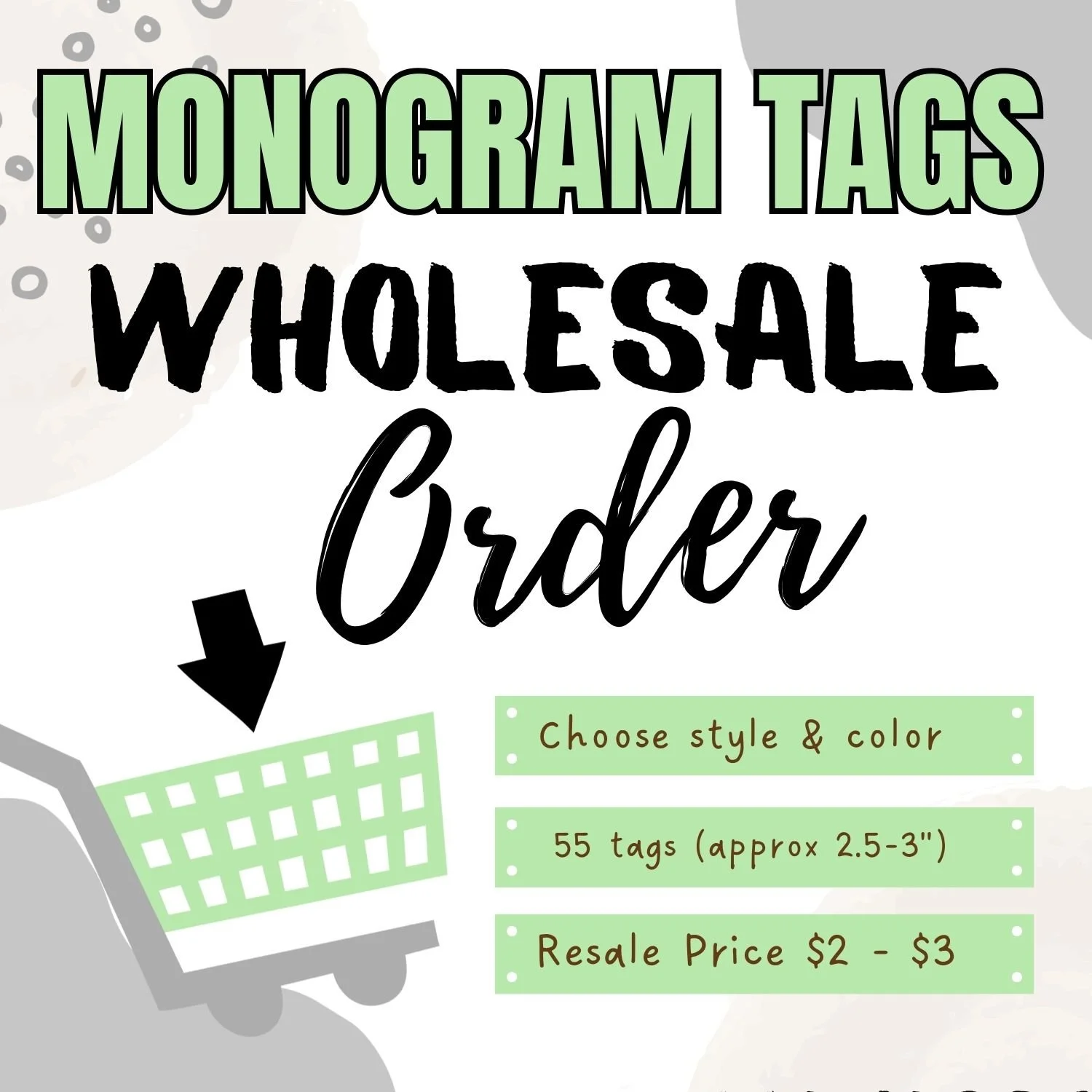WHOLE SALE ORDER (Set of 55 Tags in same style/color)