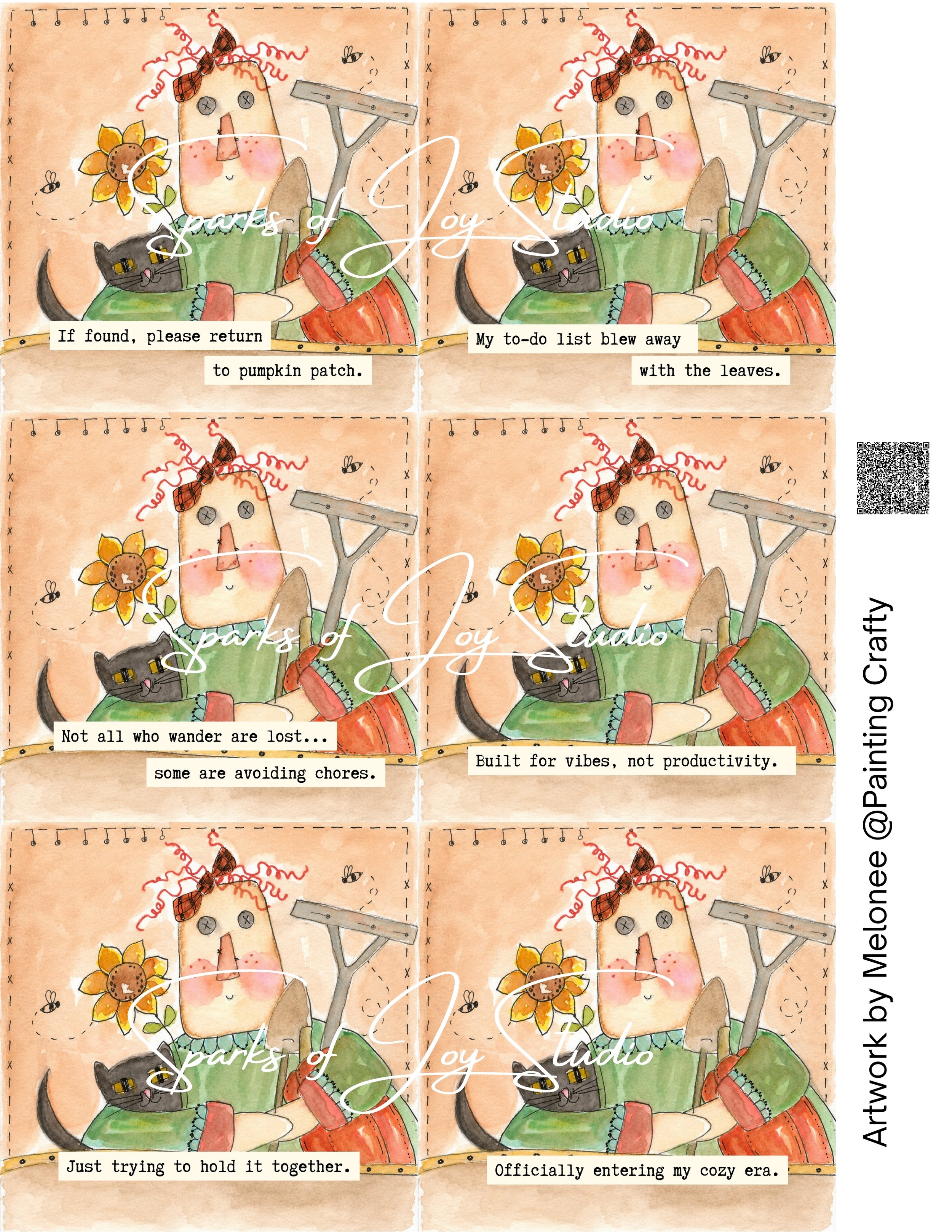 Scarecrow Cat Lady with Quotes-6 *Artwork by @Painting Crafty*