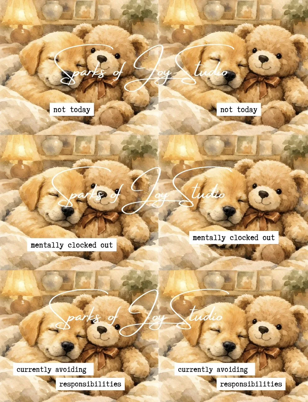 *digital download* 6-Snuggle Puppy {prints 6 images with text)