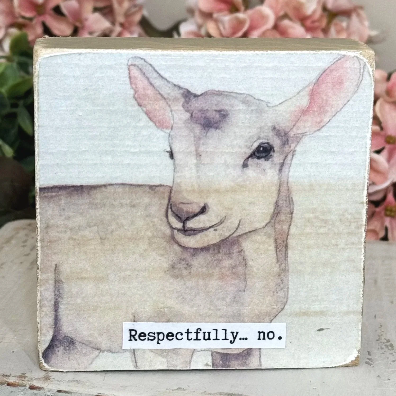 Funny Spring 4x4" Wood Shelf Sitters | Decor Gift for Teachers, Coworkers & Moms