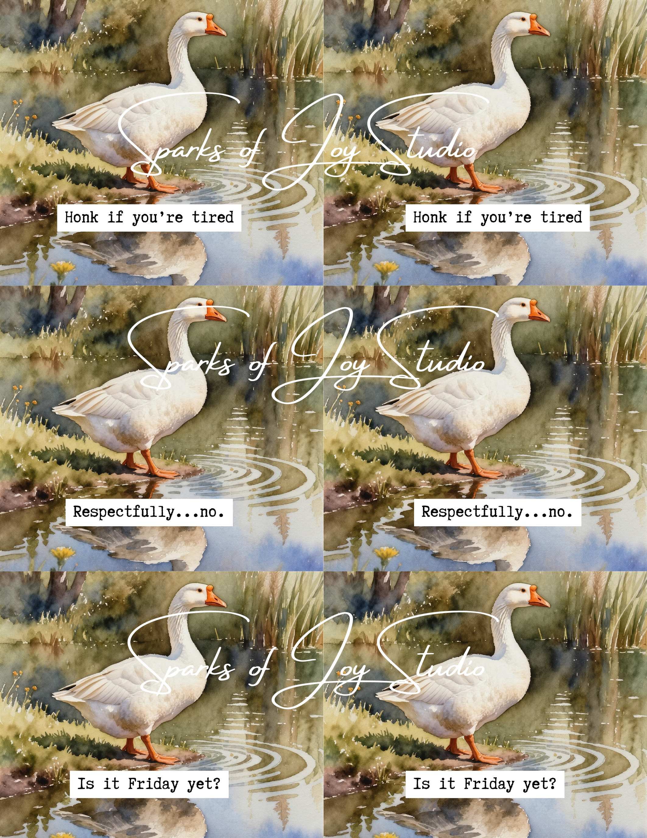 6-Watercolor Goose {prints 6 images with text)