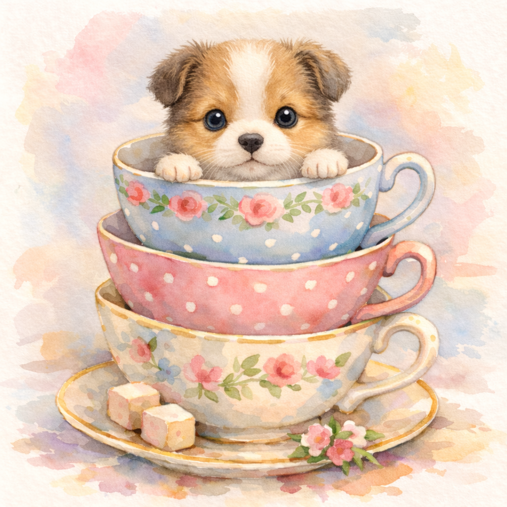 Baby Animal Teacup Art: Puppy {Digital Download}
