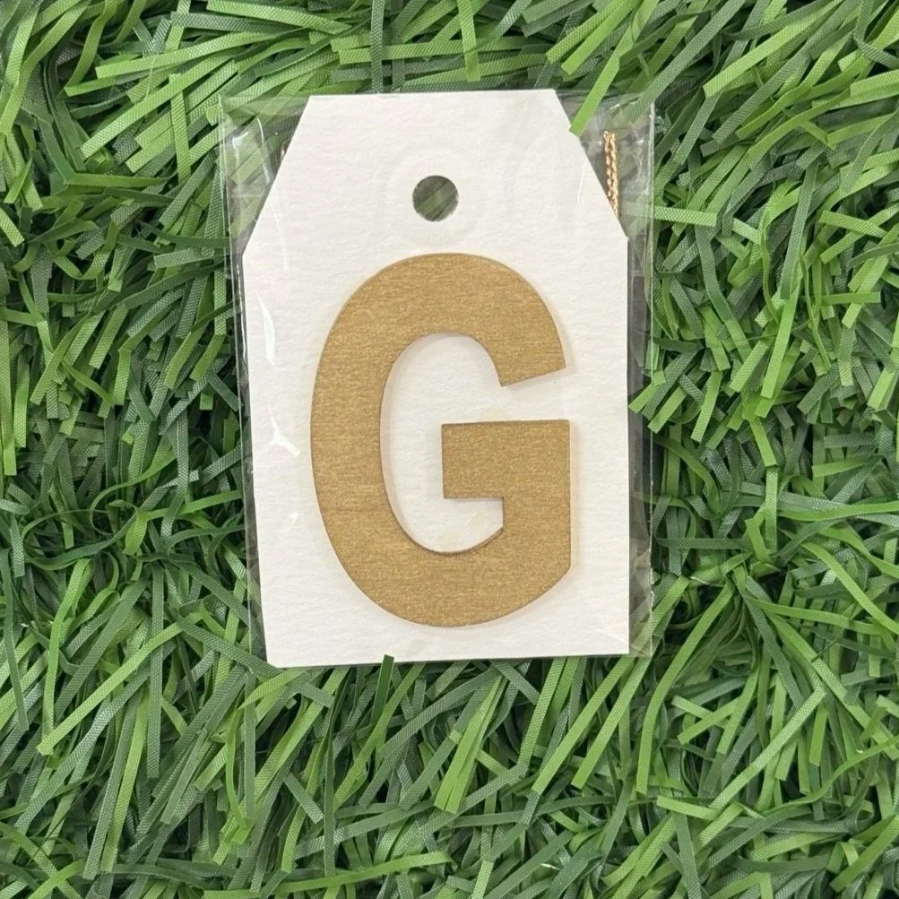 Monogram Gift Tag: G (white-gold lux)