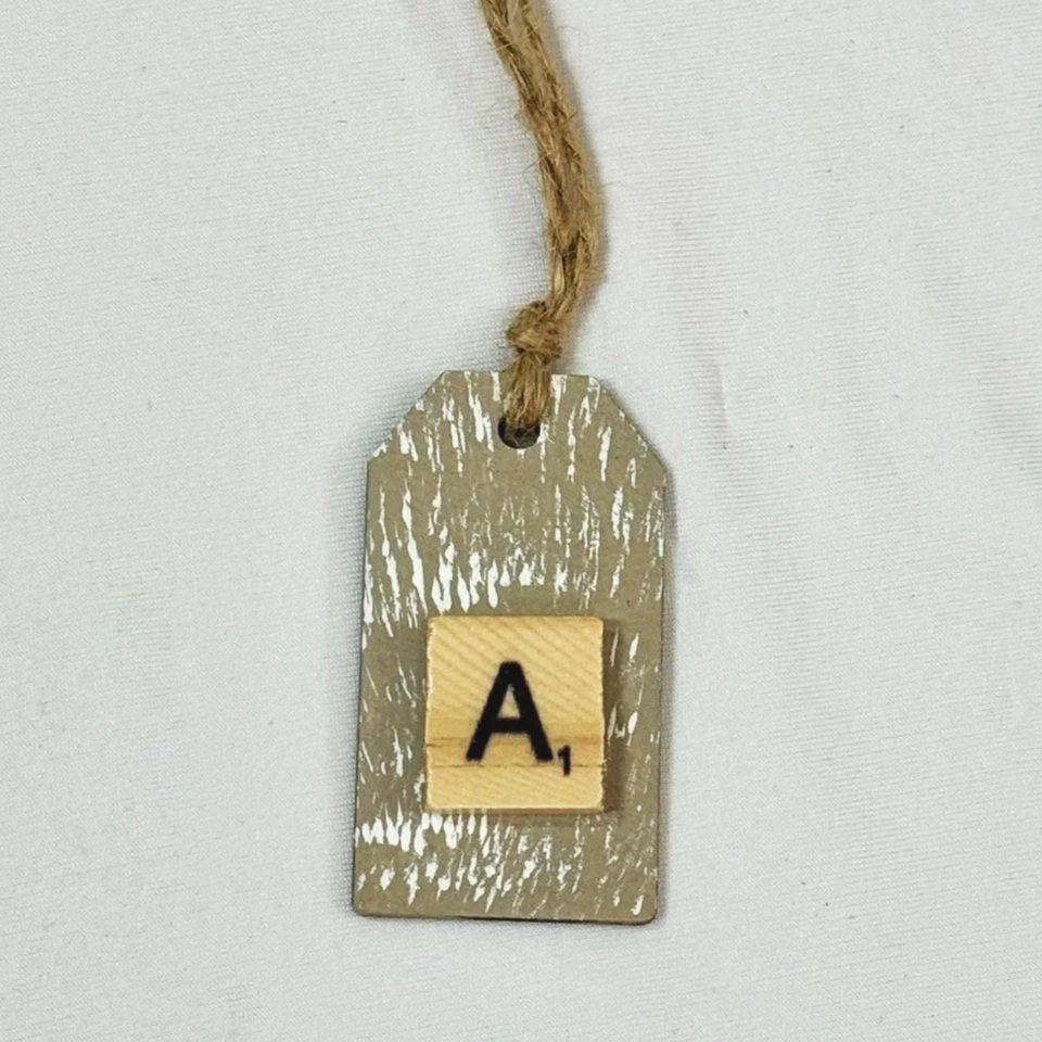 Monogram Gift Tag: A (scrabble mini - taupe)