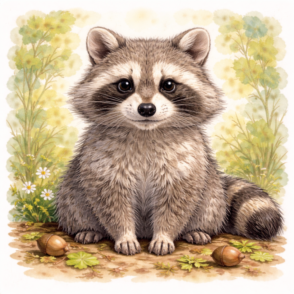 raccoon  watercolor  {Digital Download}