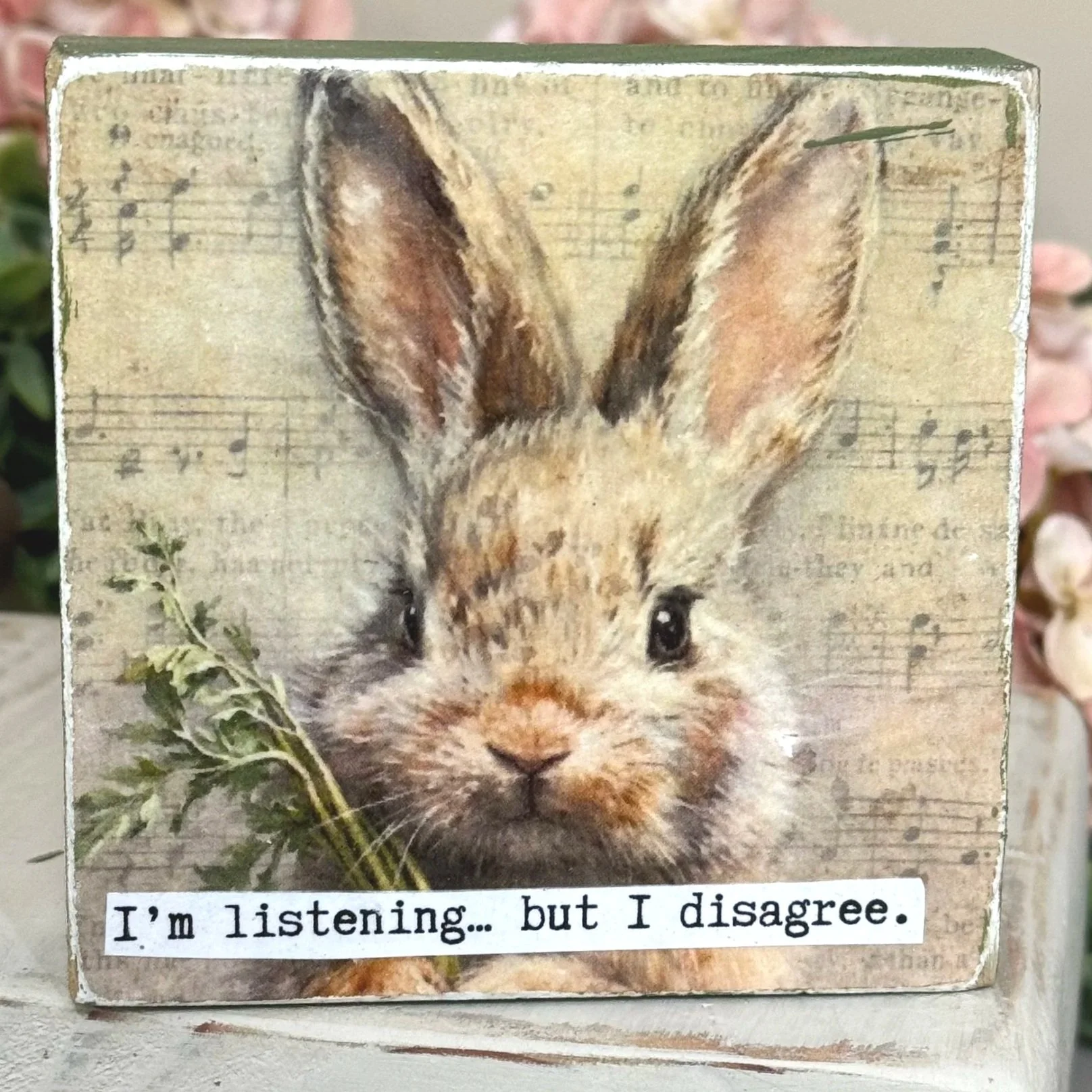 Funny Spring 4x4" Wood Shelf Sitters | Decor Gift for Teachers, Coworkers & Moms