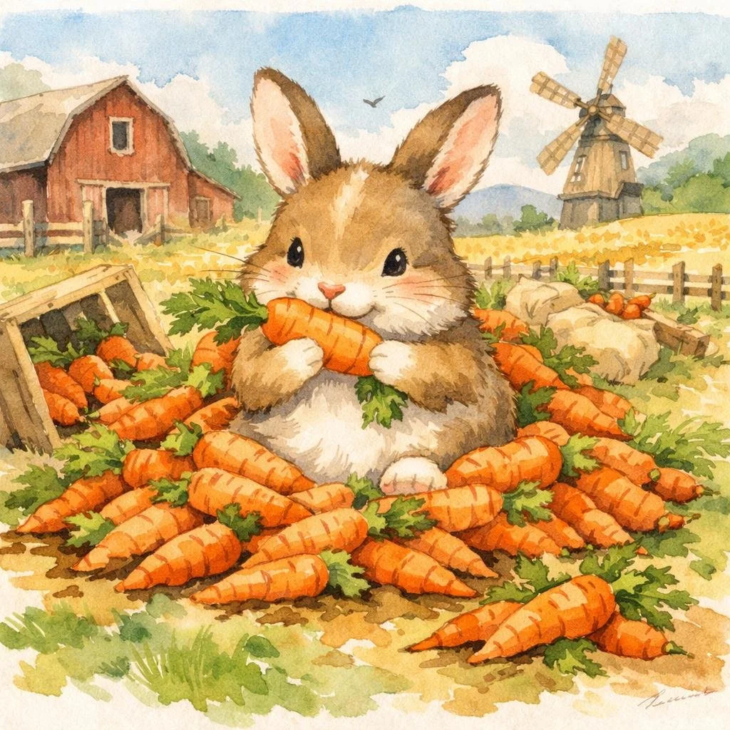Bunny Carrot Hoard {digital graphic}