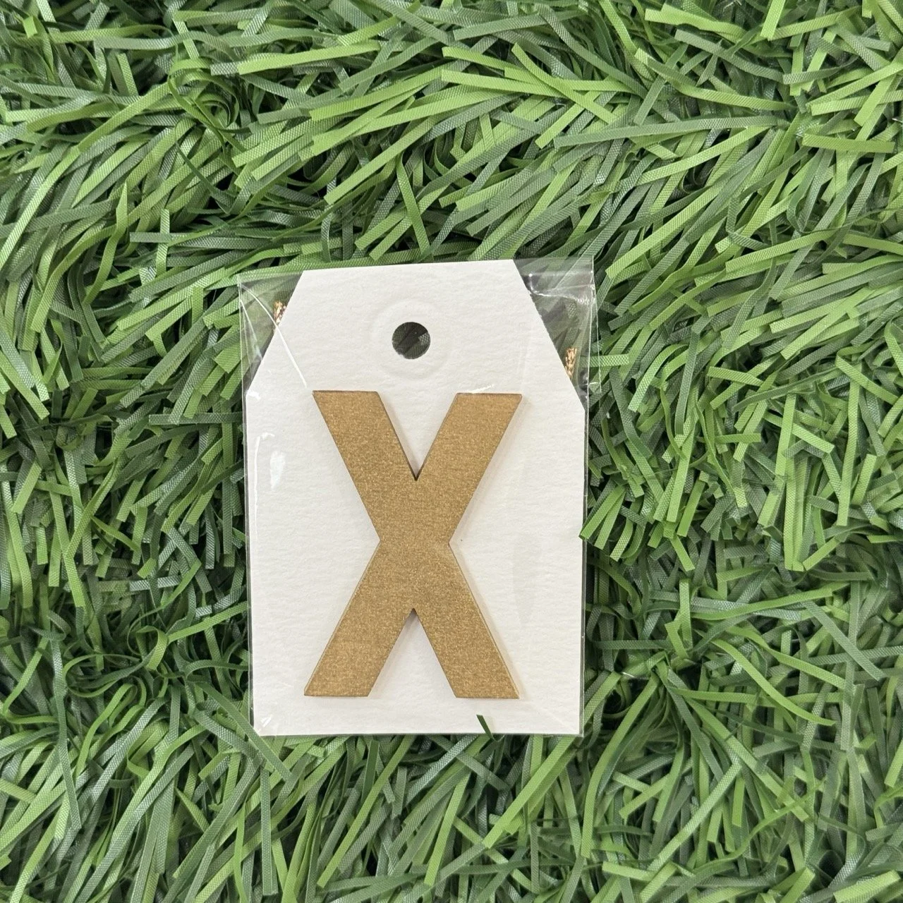Monogram Gift Tag:  X (white-gold lux)