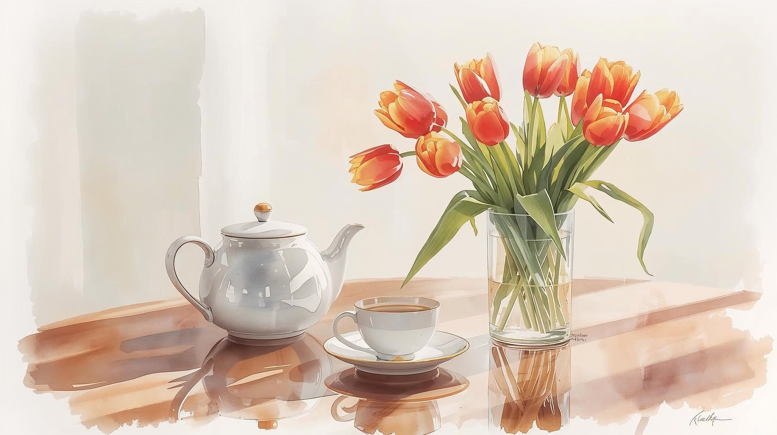 Tea and Tulips {digital graphic}
