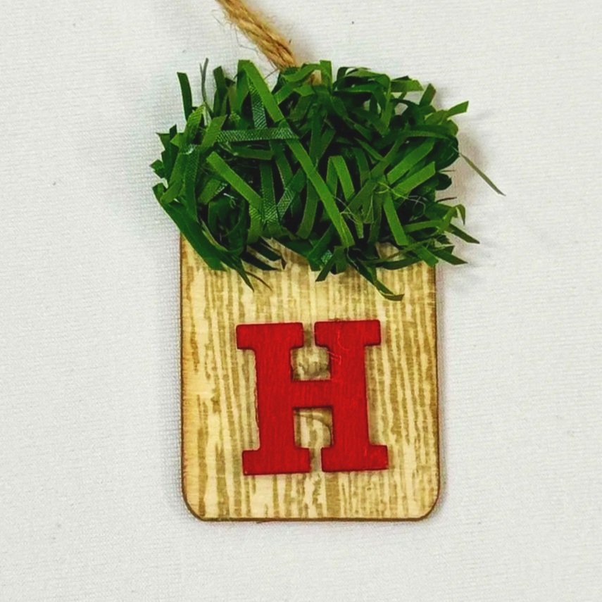 Monogram Gift Tag: H (garland mini)
