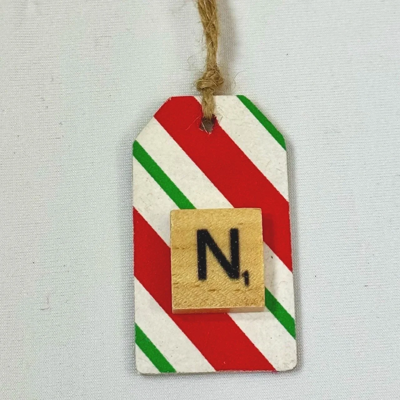 Monogram Gift Tag: N (stripe mini)