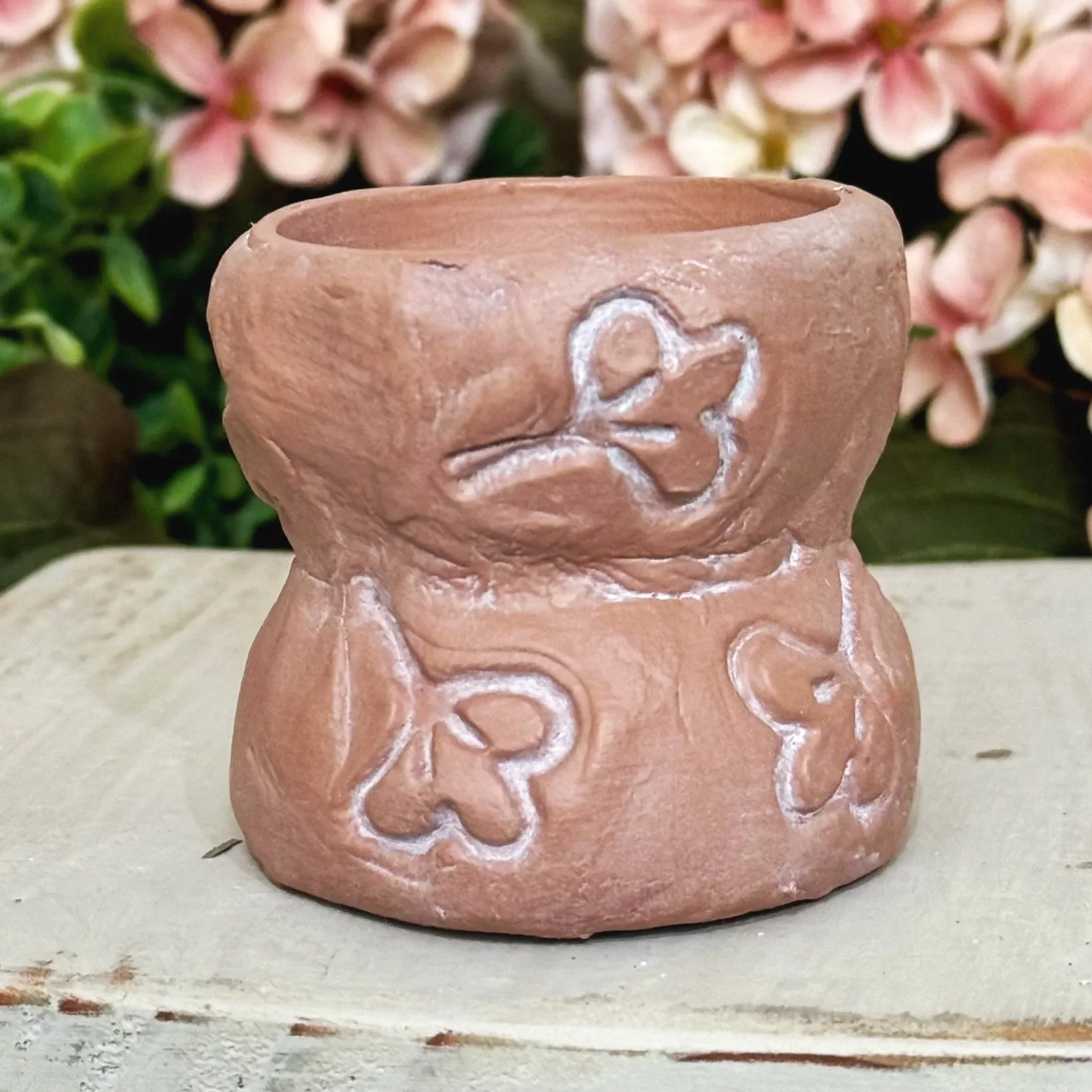 Hand-Painted Keepsake Dish for rings and jewelry: terra clay