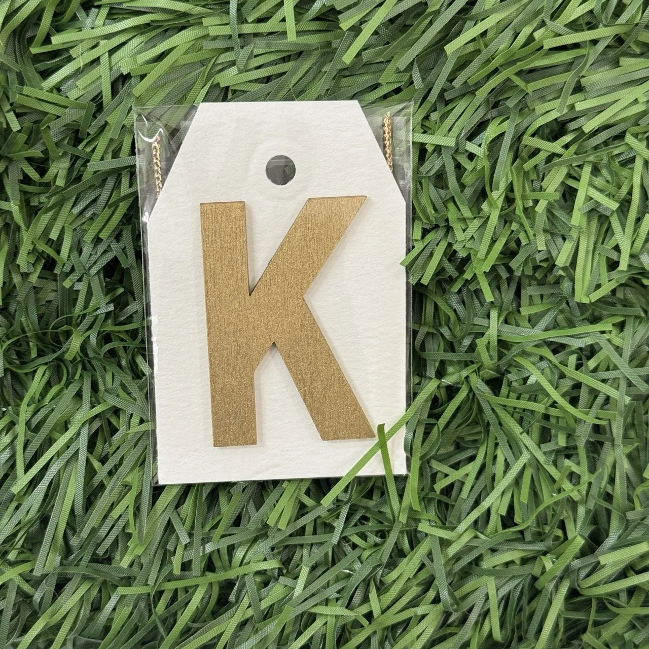 Monogram Gift Tag: K (white-gold lux)