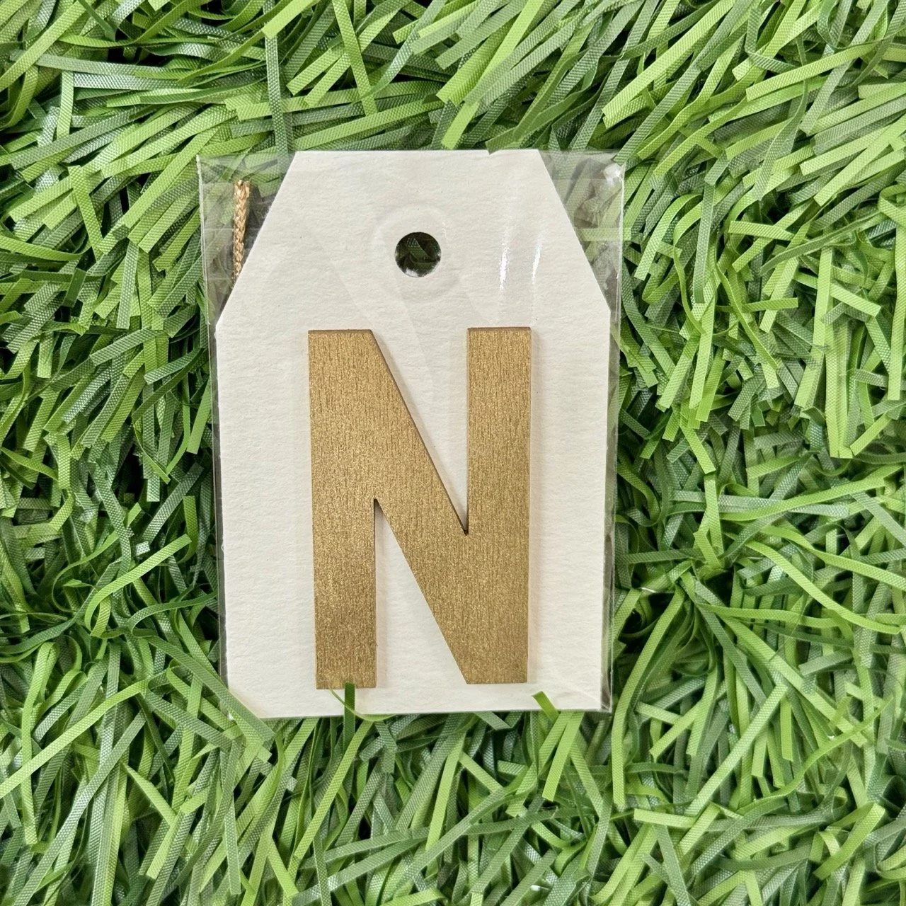 Monogram Gift Tag: N (white-gold lux)