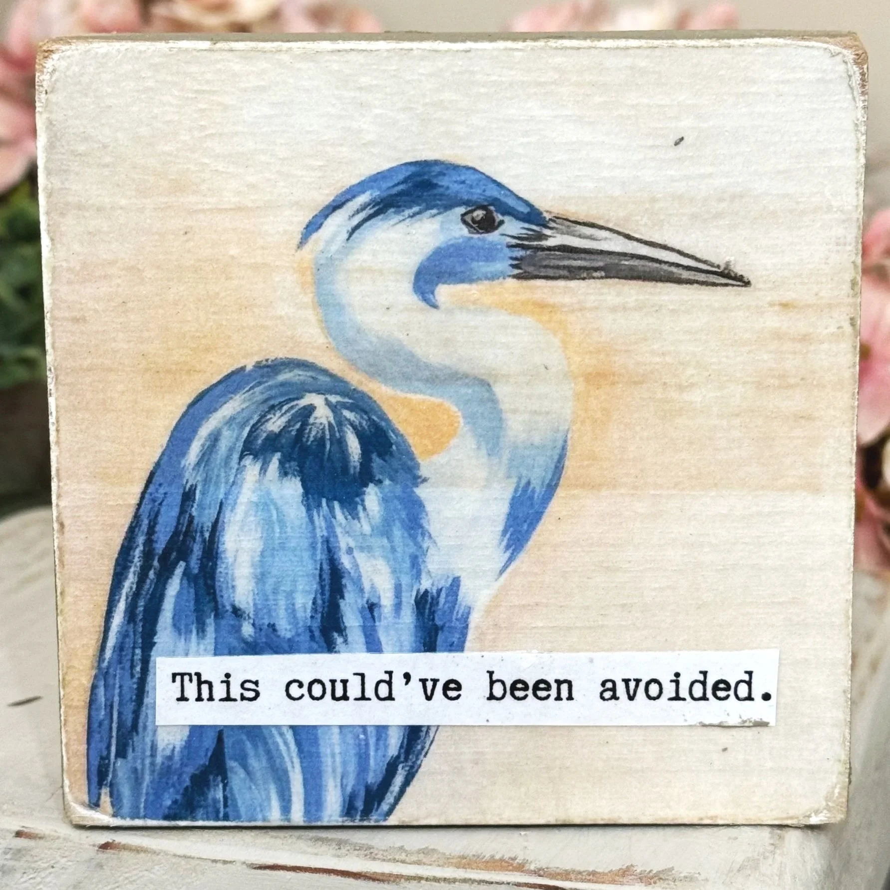 Funny Spring 4x4" Wood Shelf Sitters | Decor Gift for Teachers, Coworkers & Moms