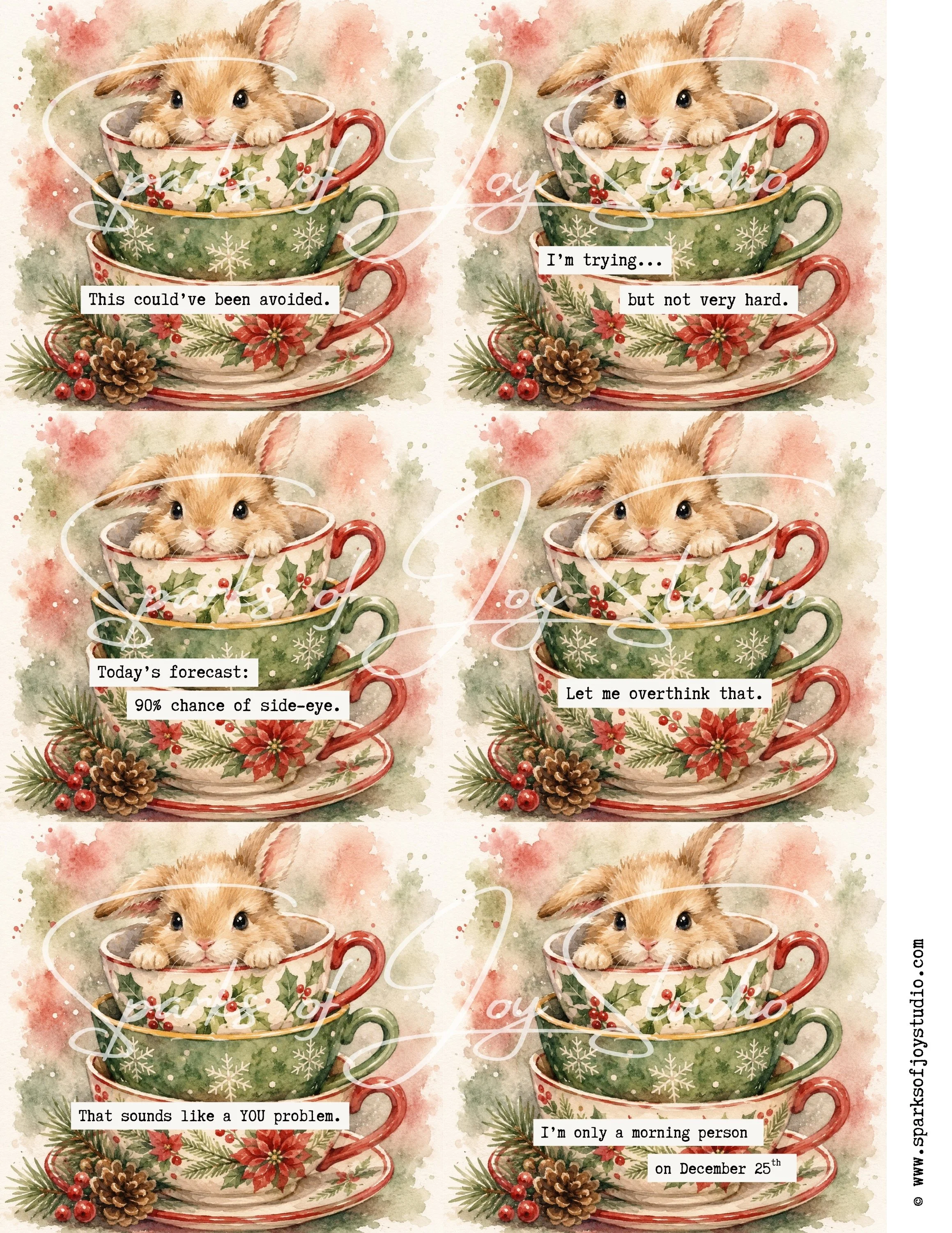*digital download* Festive Bunny-6 {prints 6 to a page}