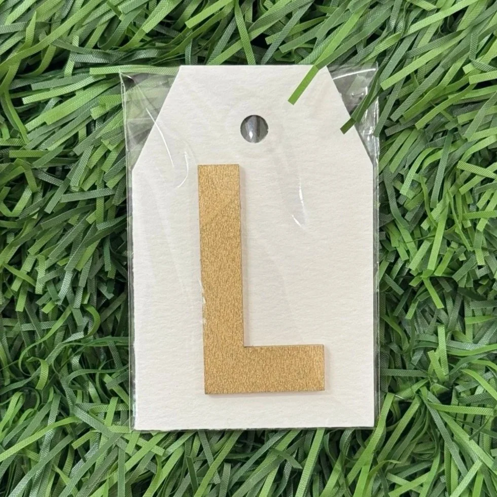 Monogram Gift Tag: L (white-gold lux)