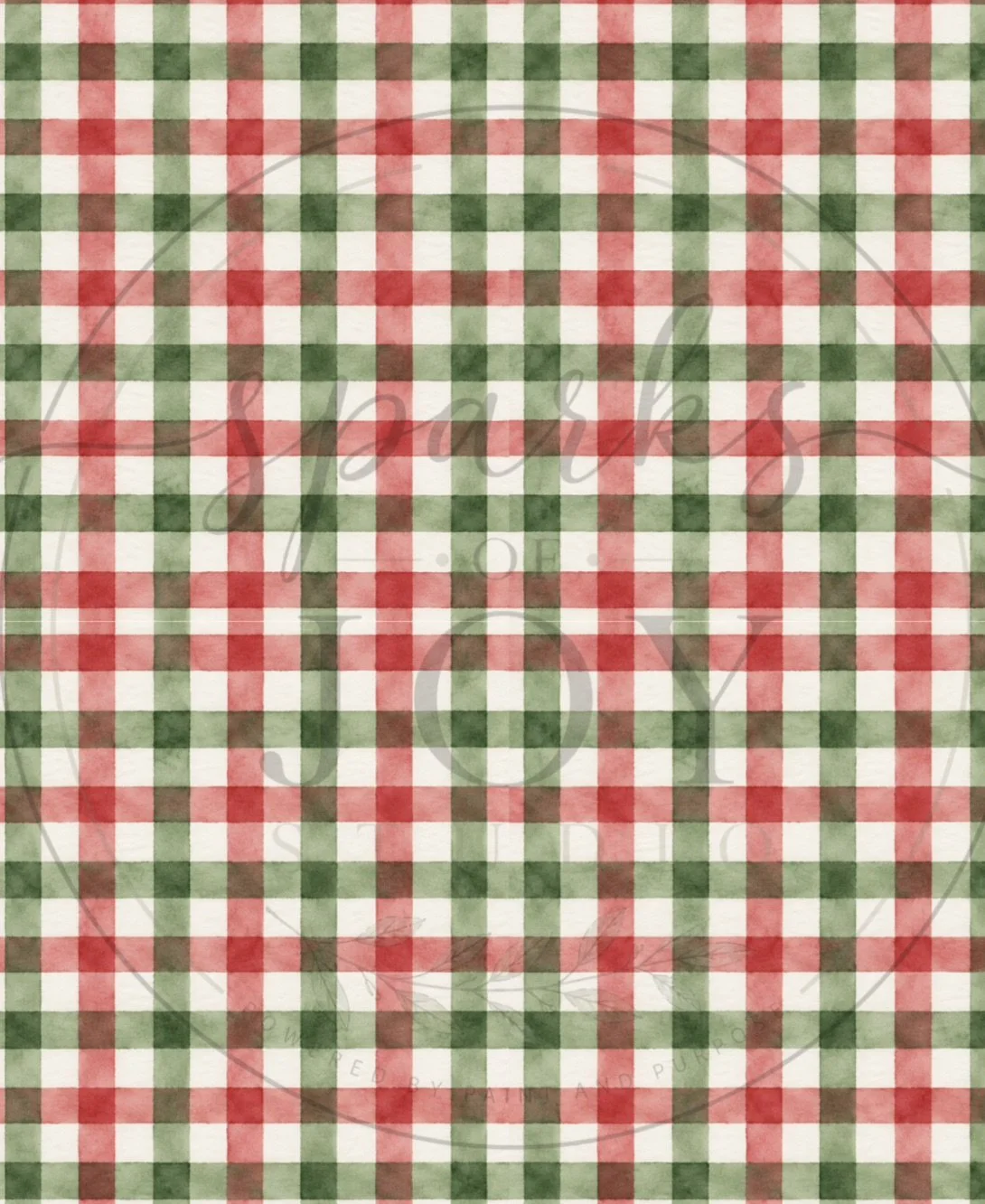 *digital download* Watercolor Christmas Gingham