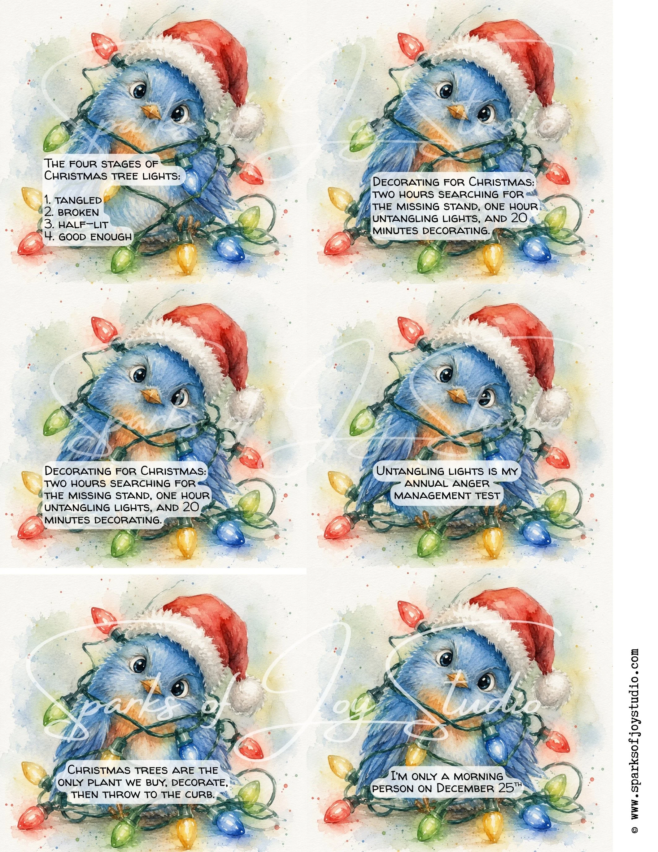 *digital download* Tangled Bird-6  {print 6 square images per sheet}