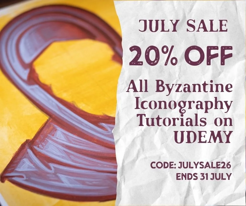 JULY SALE! 20% off all Byzantine Iconography Tutorials on Udemy! 