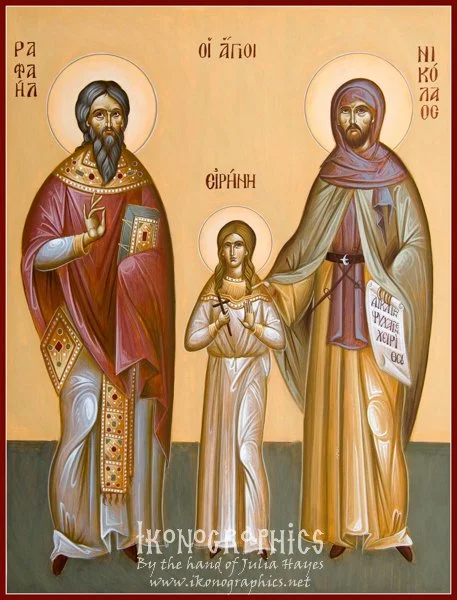 Sts Raphael, Nicholas and Irene 30x40cm 2010