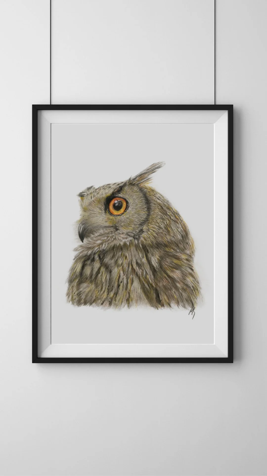 Owl Custom Pet Portrait Drawn in Teddington South West London