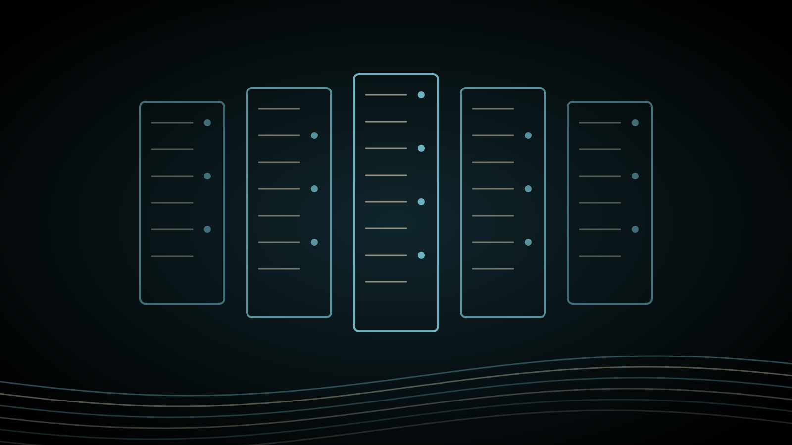 Line graphic of server racks for datacenter strategy