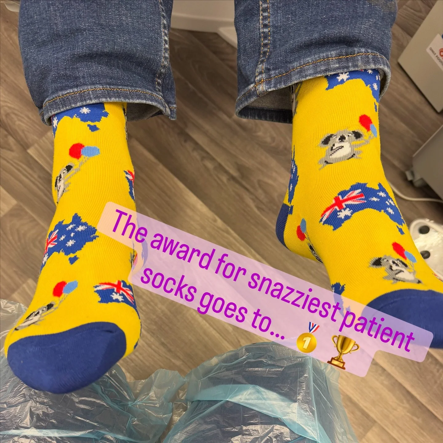 💛💙 Bright socks and happy feet in the clinic today!

It&rsquo;s always lovely to see a splash of colour &mdash; and even better when it&rsquo;s keeping those toes cosy as the weather turns colder. 🍂🧦

A gentle reminder that comfortable, well-fitt
