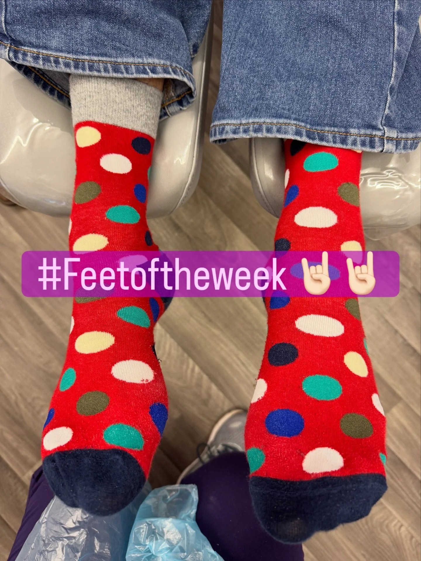 🧦 Feet of the Week 🧦
 This week&rsquo;s winner came in fully prepared with the perfect blend of personality and practicality &mdash; the kind of socks that make you smile and support healthy feet. It&rsquo;s always a joy to see patients choosing st