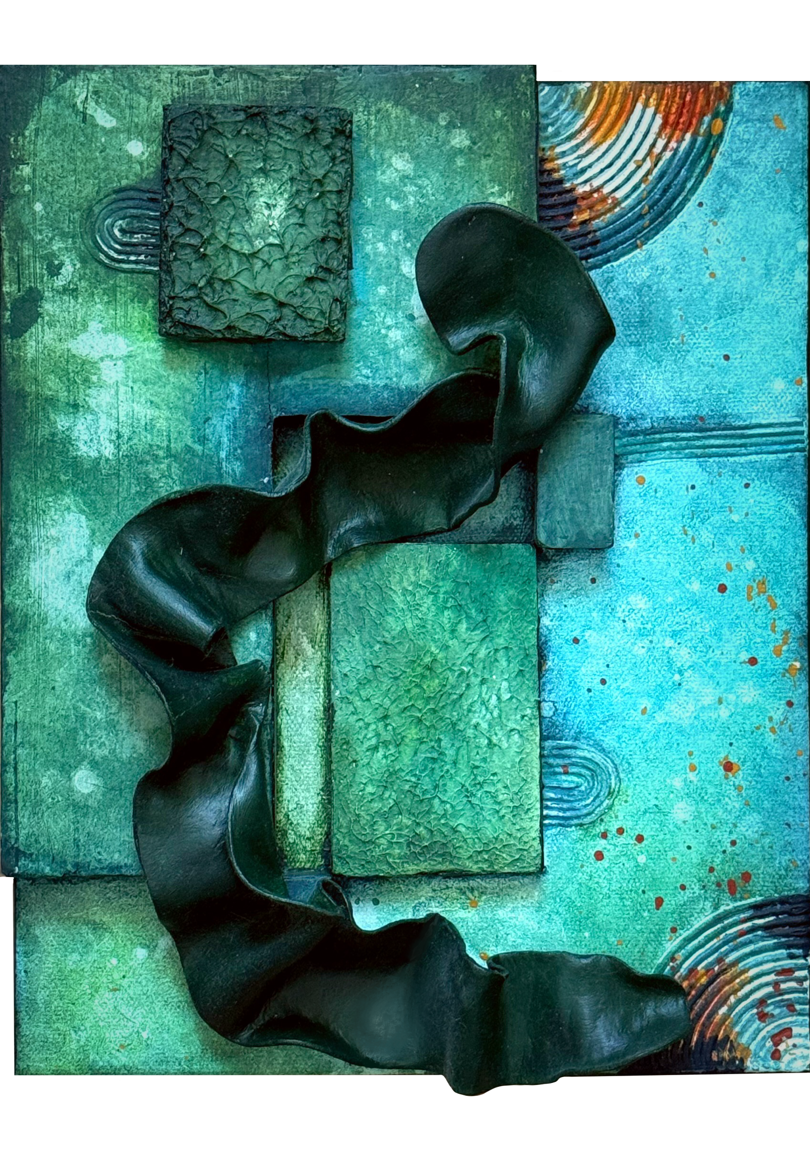 Styrofoam, Modeling paste, Air-dry clay and Acrylic on canvas 