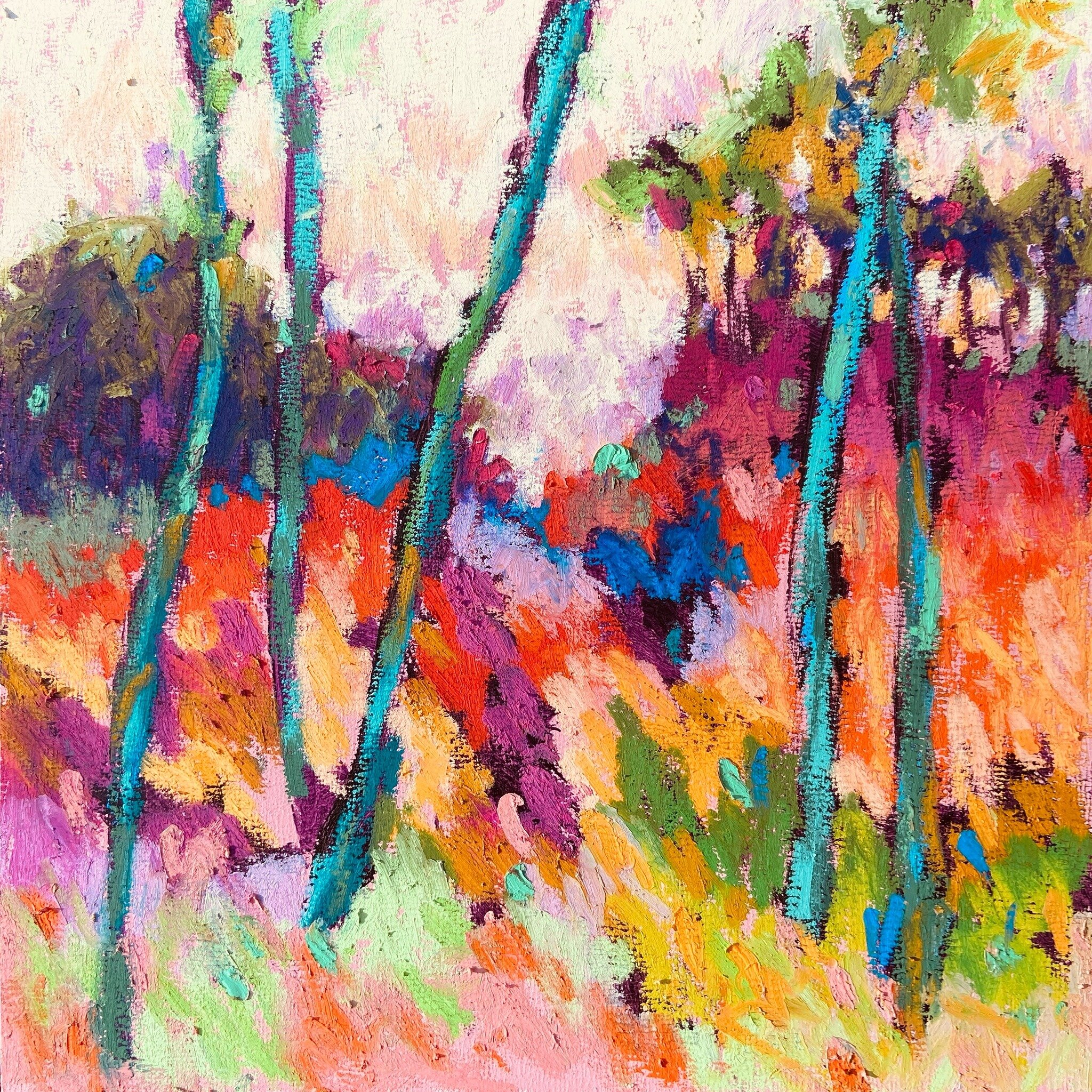 Well, still pink&rsquo;ish. #pastel #oilpastel #painting #landscapepainting #colorfull #joycesheltonstudio