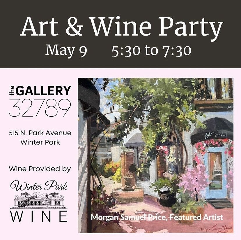 Looking forward to my first event as a new artist at The Gallery 32789 tonight! I&rsquo;m a big fan of @morgansamuelprice so learning about her painting process will be fun. Come out tonight to this free art event - details @thegallery32789 Hope to s