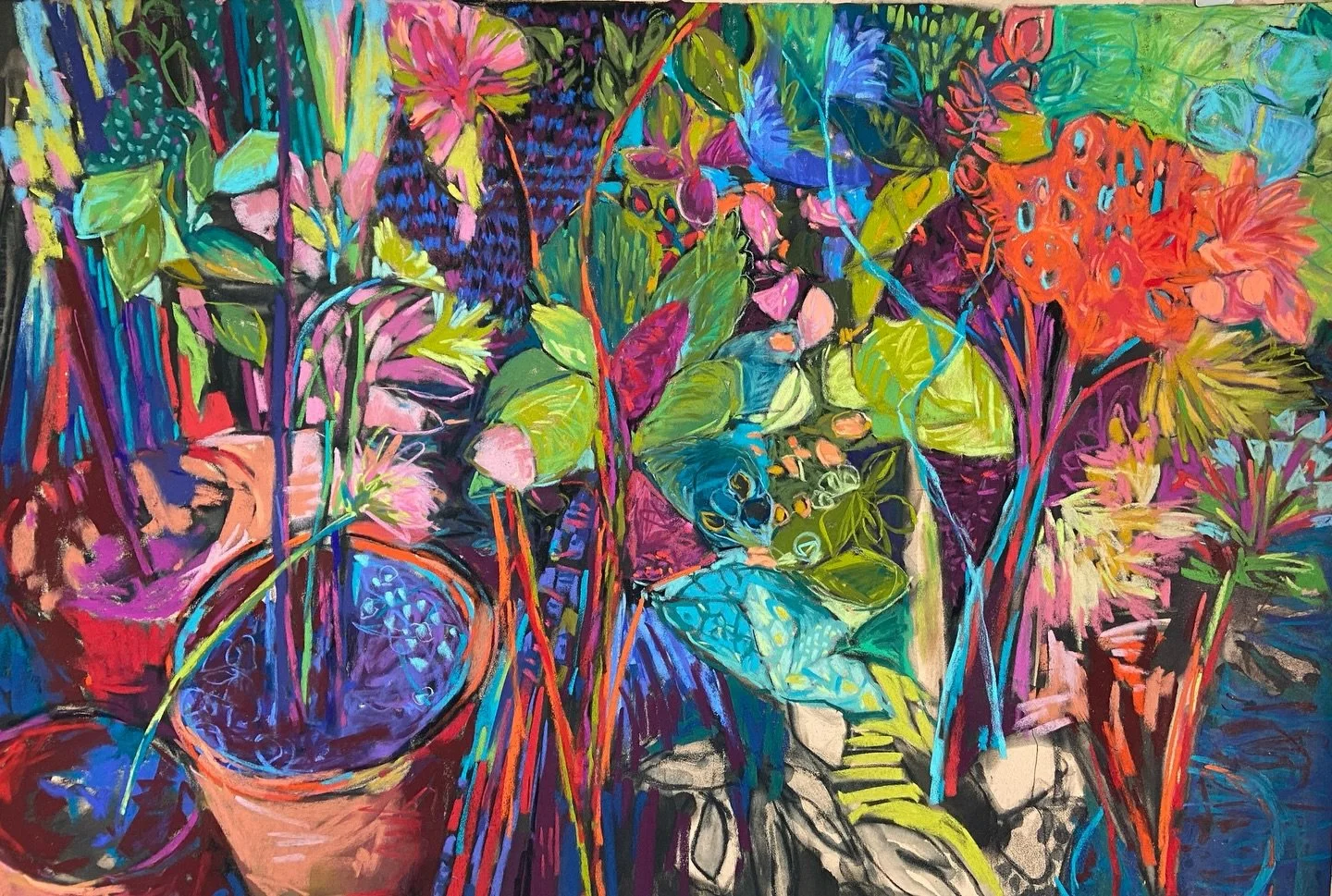 A bit of riotous color on a gloomy day! Well this was fun! #softpastelart #pastel #color #pastelartist #joycesheltonstudio