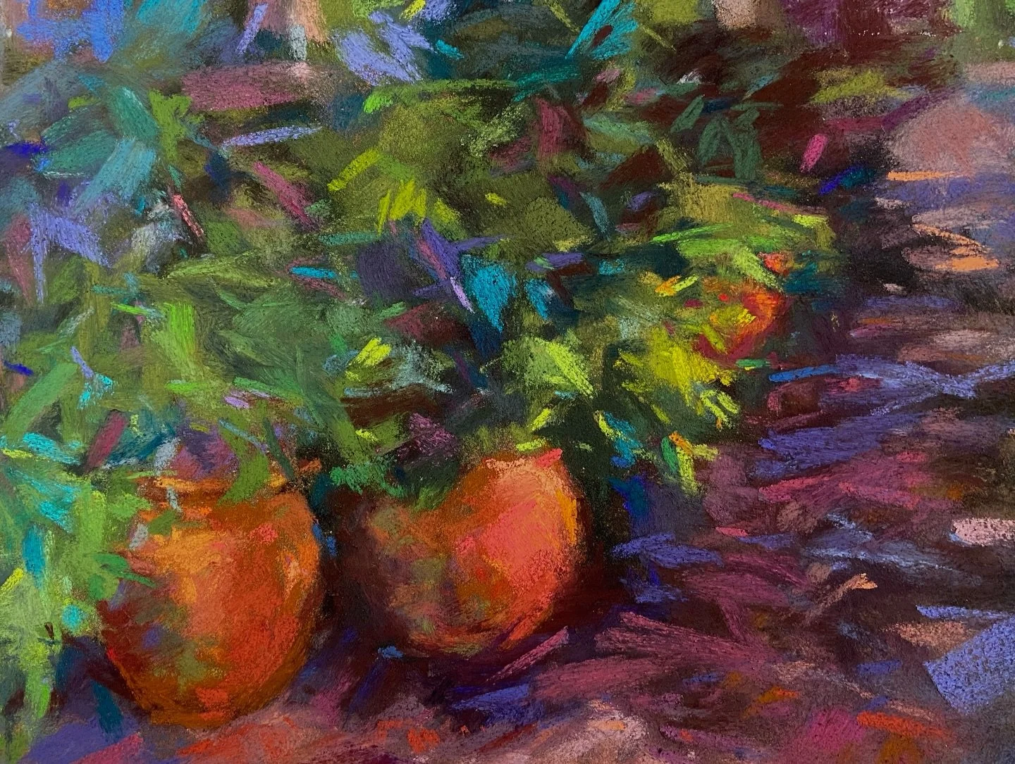 Potted on Park Ave. Pastel on pastel card. #softpastels #pastelcard #joycesheltonstudio