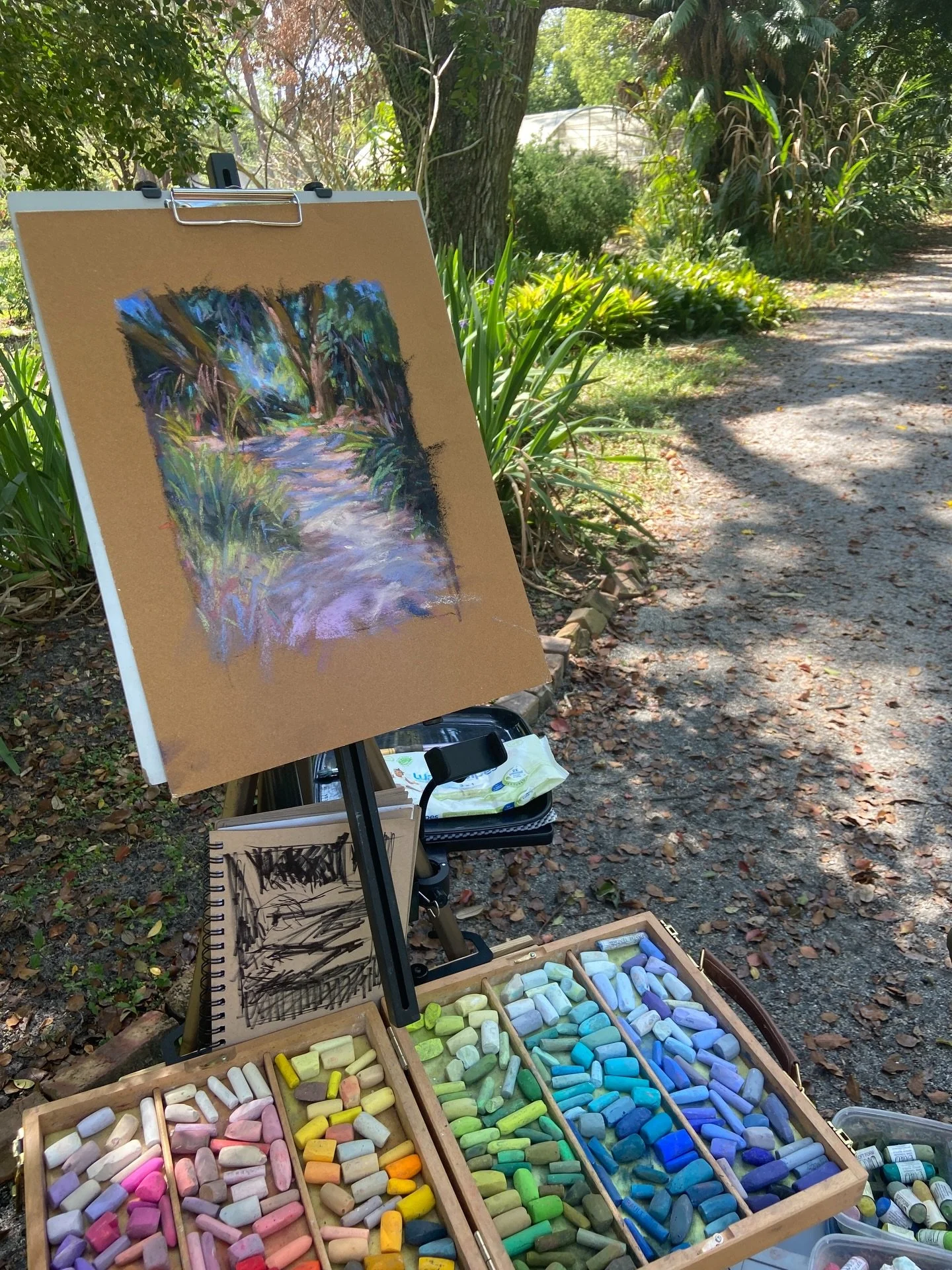 Great day plein air painting at Mead Gardens. Don&rsquo;t particularly like either of them but hey- you can&rsquo;t love &lsquo;em all. More fixing up needed at home- shadows definitely need more contrast. Sort of the same scene, two different pastel