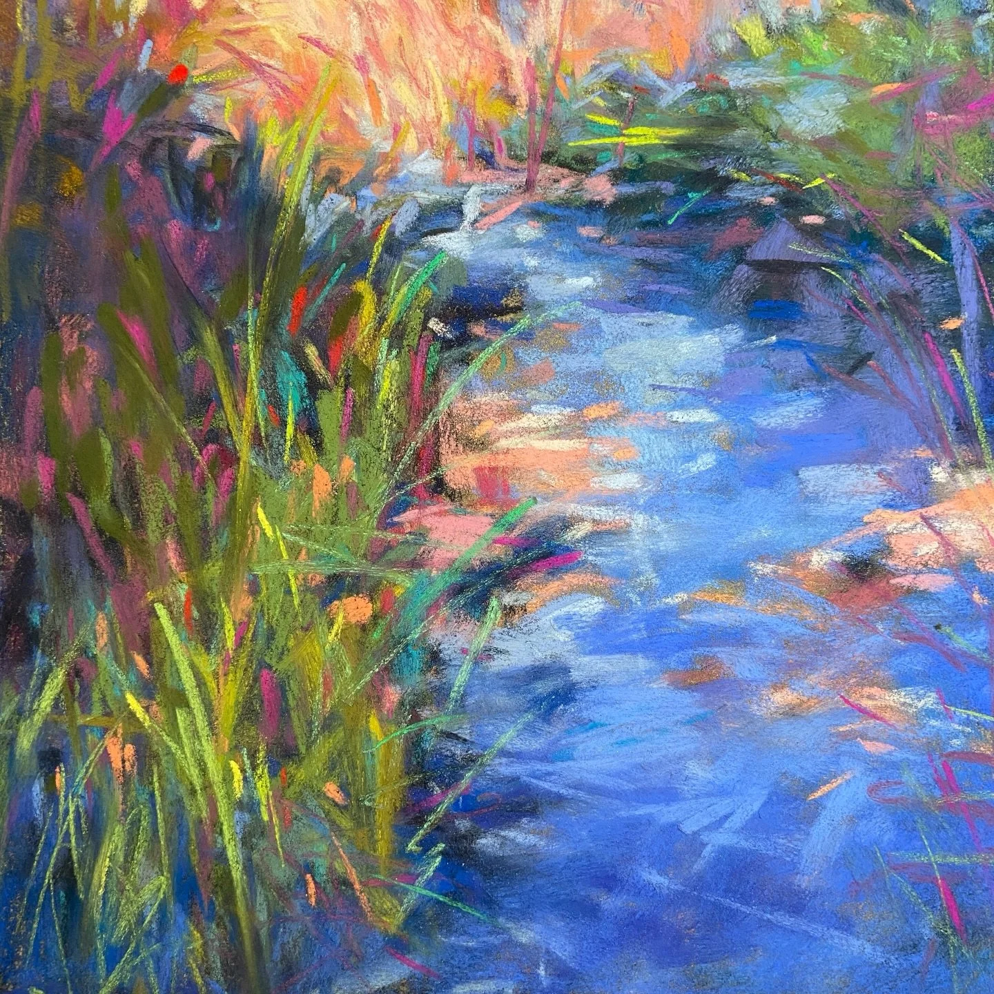 Pastel on La Carte Pastel paper #softpastelart #landscape #colorful pastel #painting #joycesheltonstudio